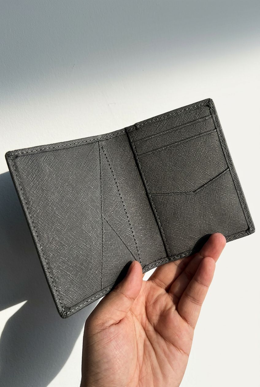 AuraFold Leather Card Holder: High-quality men's leather wallet with a modern design