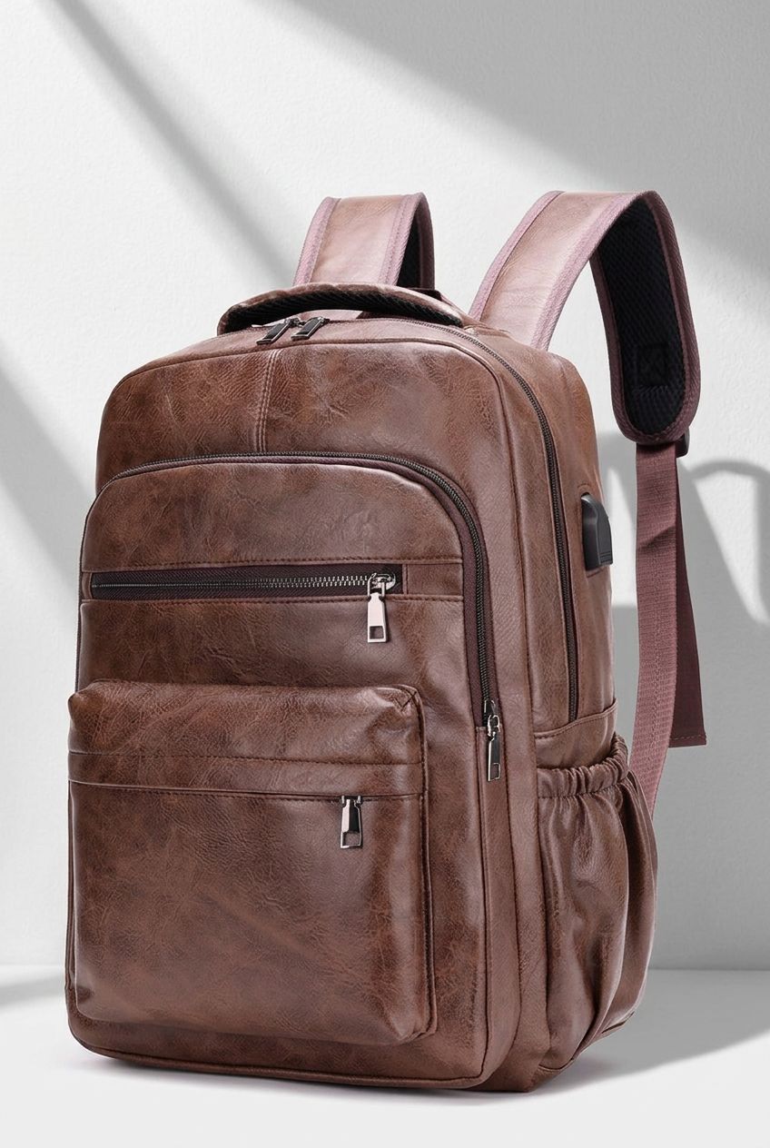 NordEdge leather crossbody bag dark brown textured detail