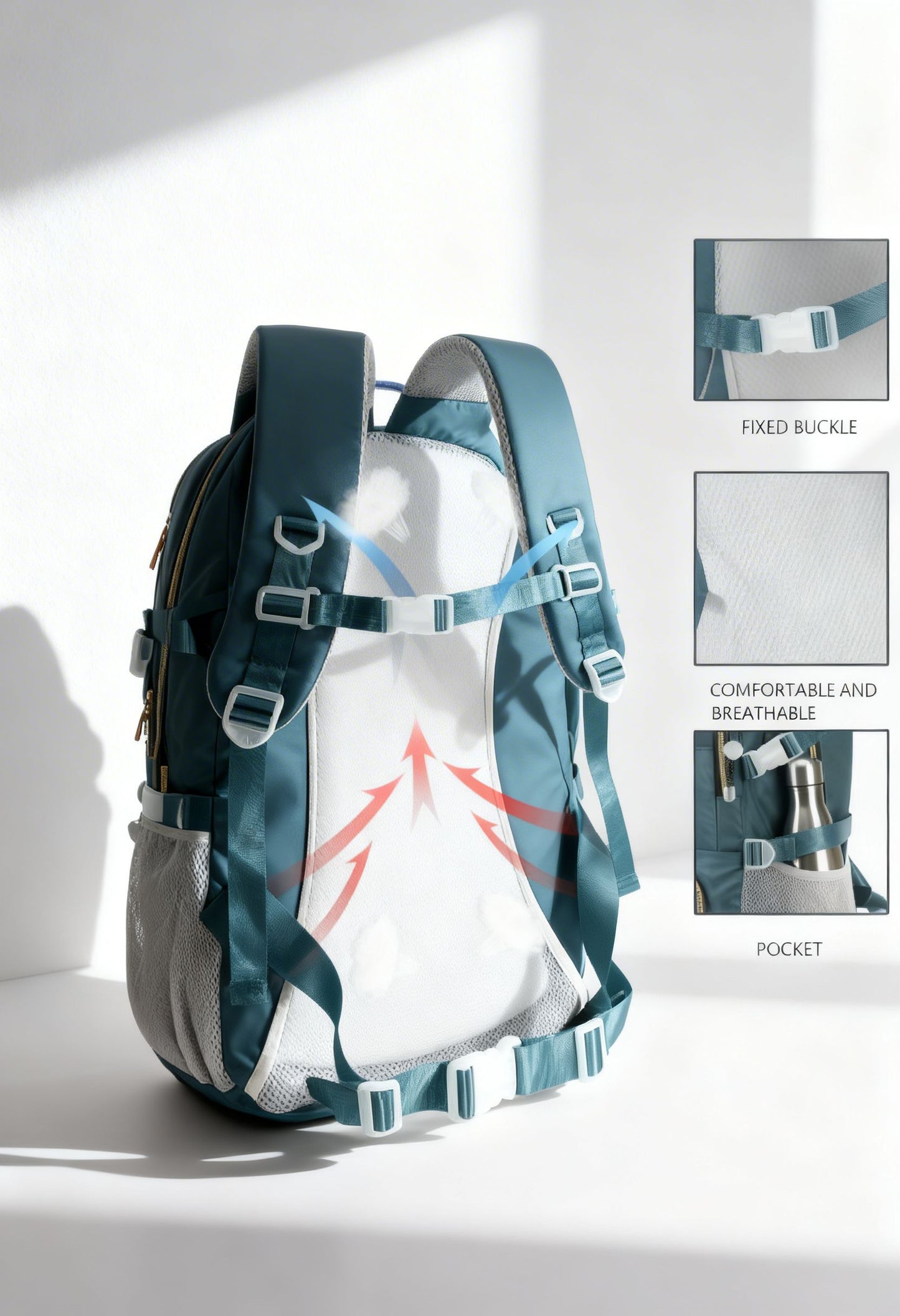 Hiking Backpack TrailMaster 40L — Camping & Travel Waterproof - Business Laptop Bag Back View