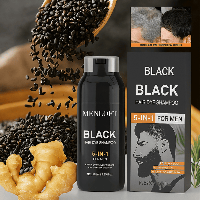 Sevich 5-in-1 Men's Premium Black Hair & Beard Dye Shampoo - Menloft