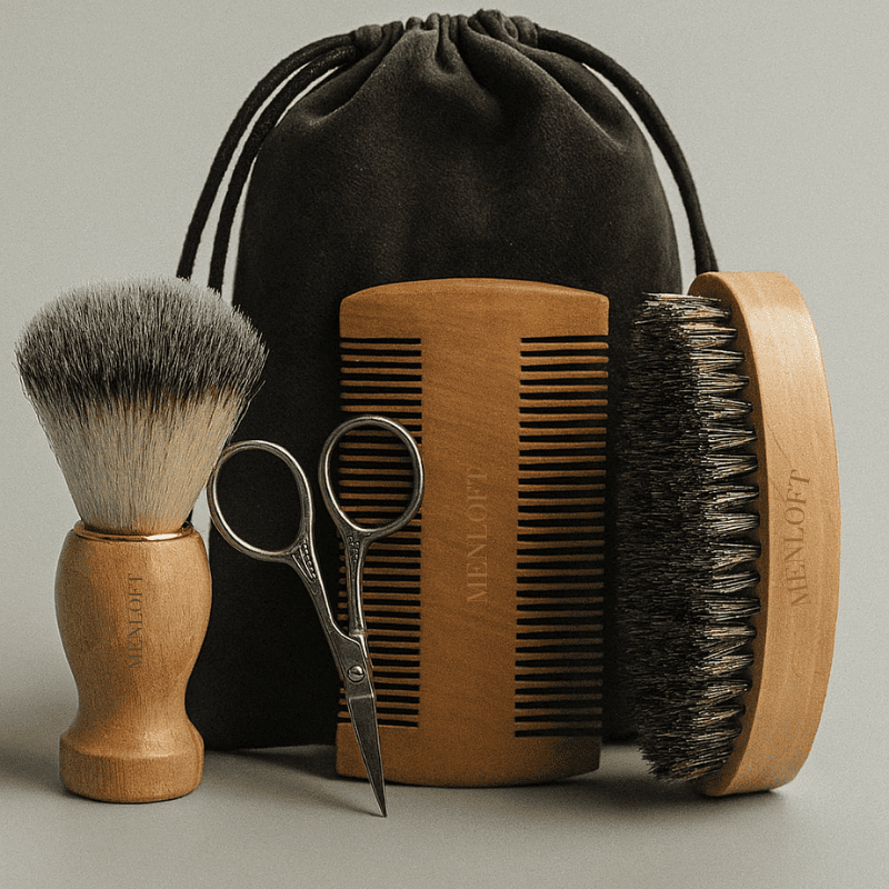 Luxury Men's Grooming Set - Boar Bristle & Wood