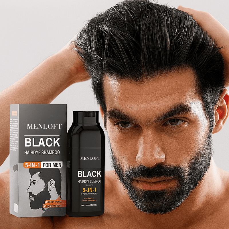 Sevich 5-in-1 Men's Premium Black Hair & Beard Dye Shampoo - Menloft