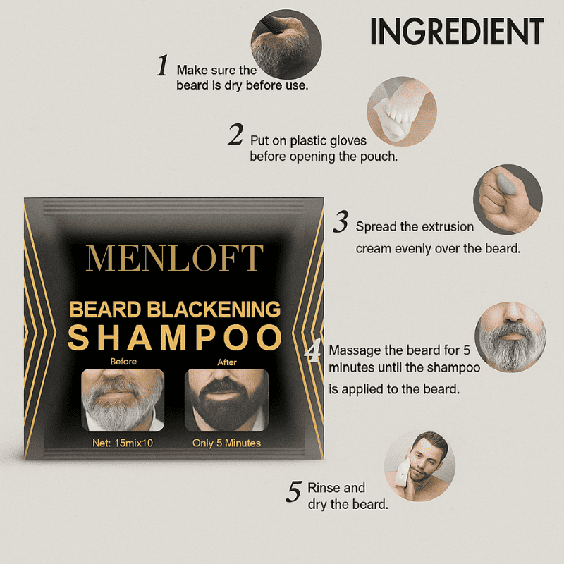 Luxurious 5-Minute Beard Blackening Shampoo - Menloft