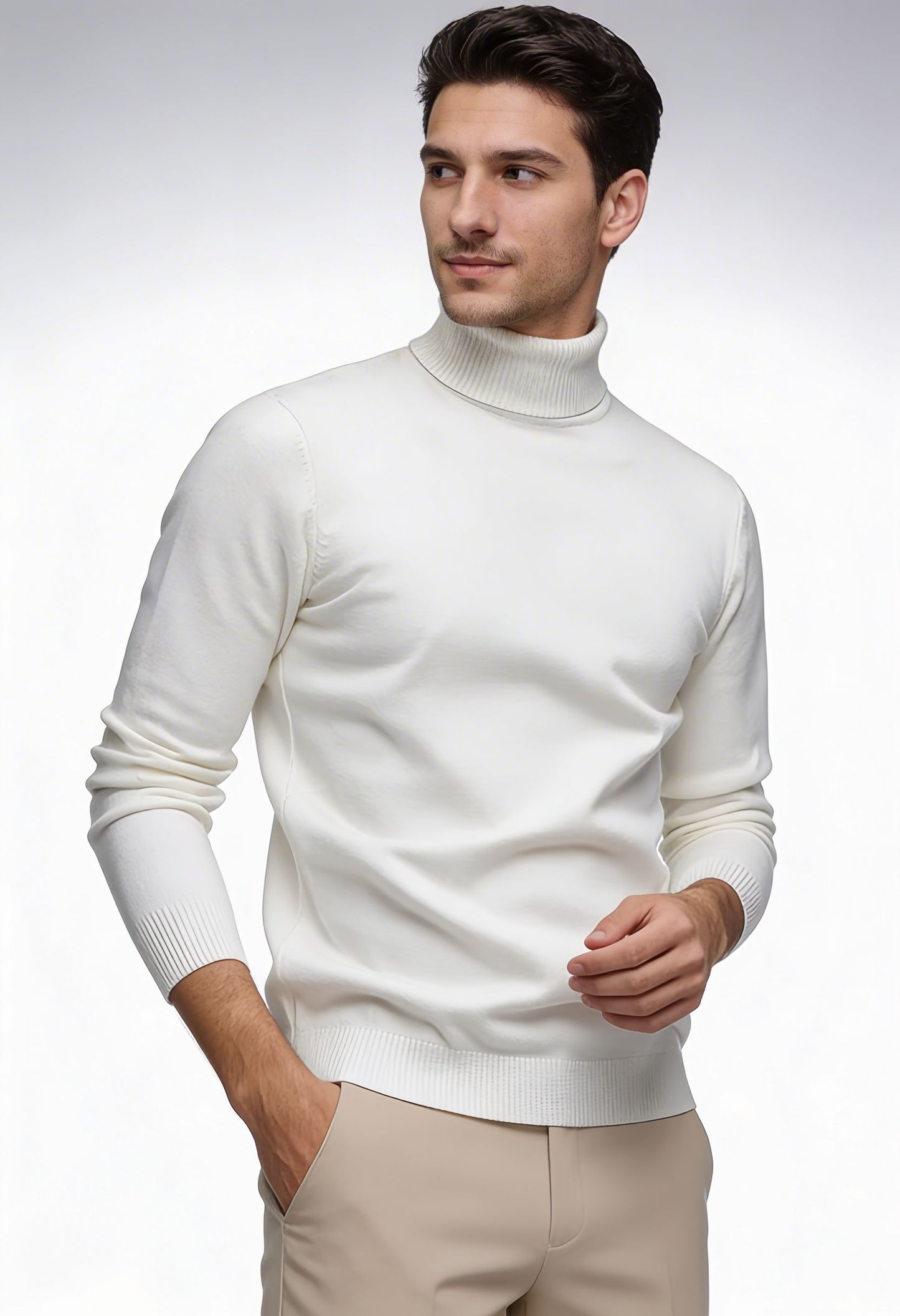 Men's Elegant Knit Sweater – Autumn/Winter Essential, Crafted with Premium Soft-Touch Fabric, Featuring a Modern Tailored Fit and Ribbed Cuff Details, Designed for Cold-Weather Comfort and Timeless Style