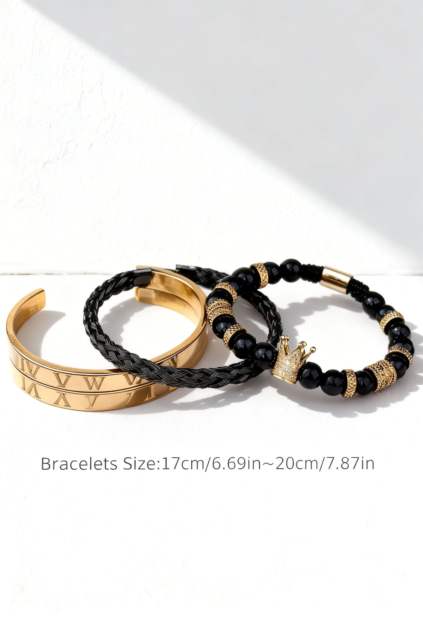 Luxury men's Roman crown charm bracelet made of stainless steel with natural tiger’s eye stone. Elegant masculine jewelry with royal crown design, perfect for modern men who appreciate premium accessories and timeless style.