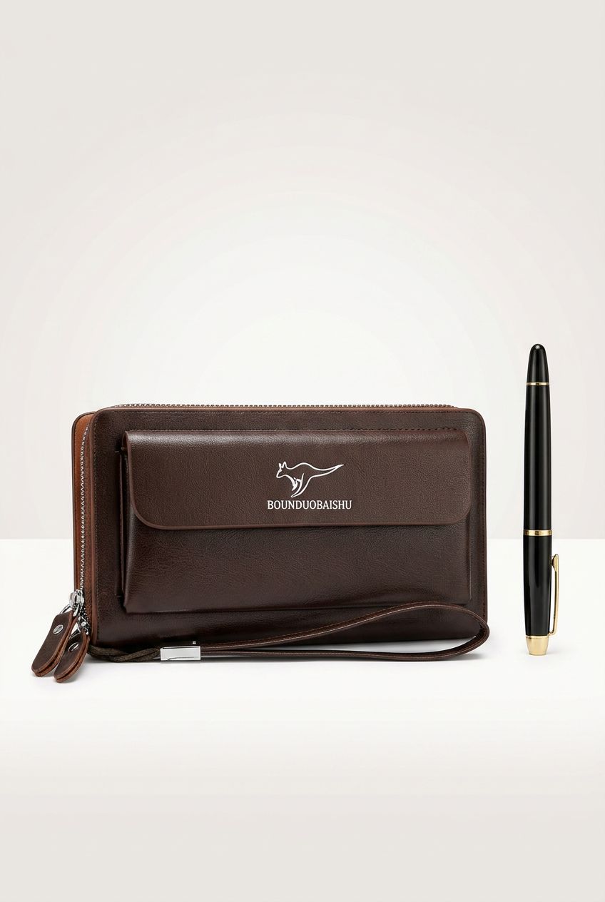 Sophisticated Men's Clutch Bag - Large Capacity & Style - Black - Men's Bag