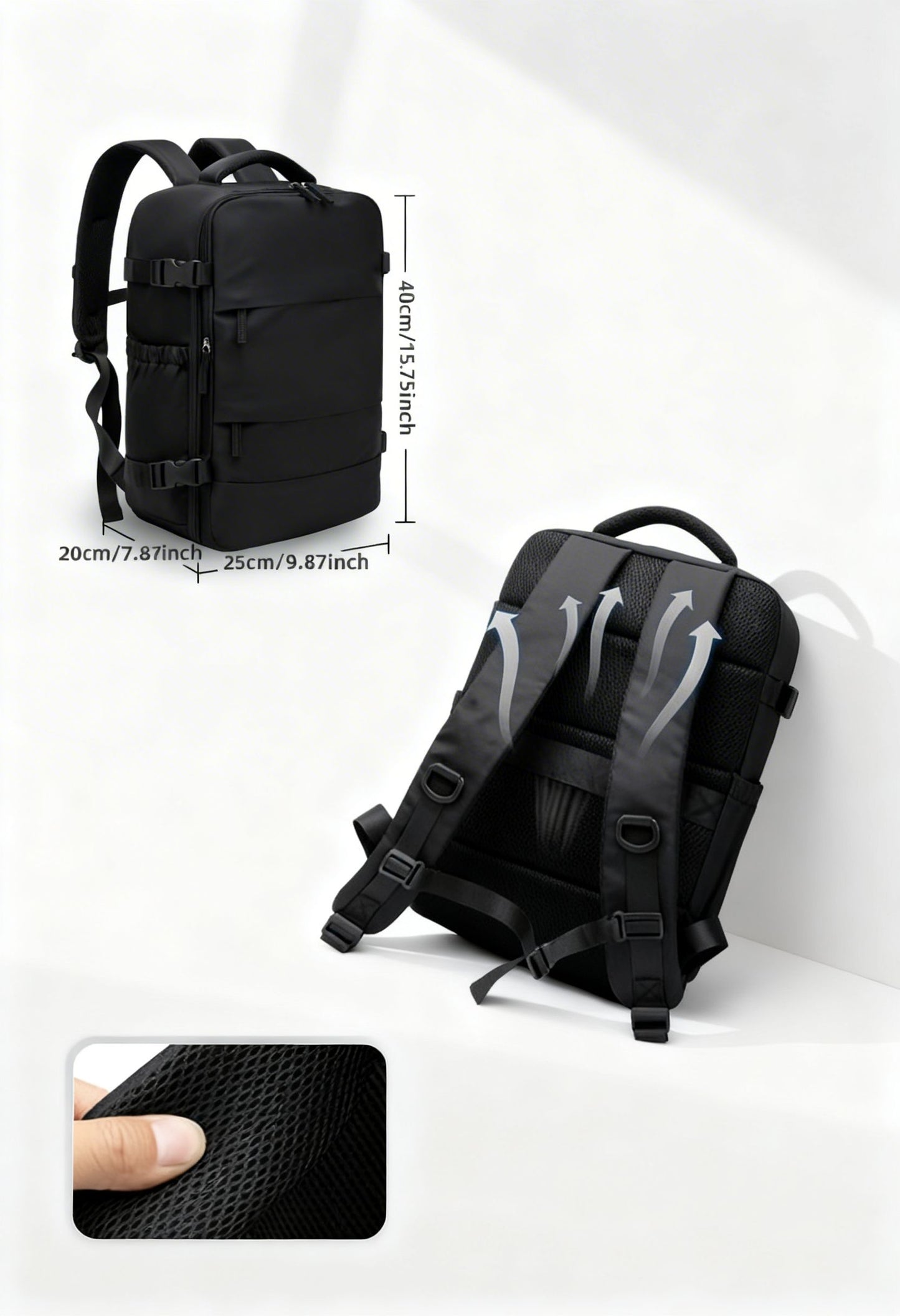 Travel Backpack CompressPack Pro — Vacuum Compression Space-Saving - Men's Backpack Front Pocket Detail