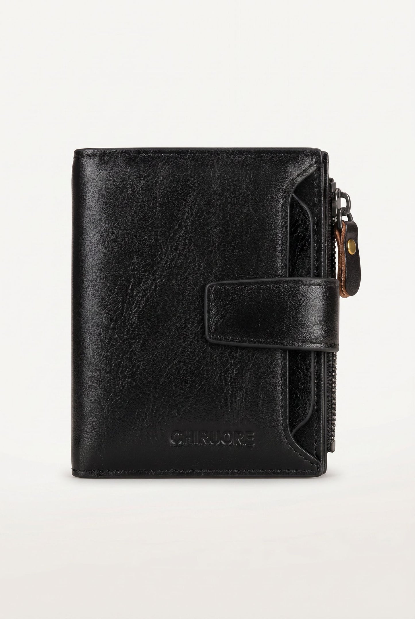 Elegant Tri-fold Leather Wallet with RFID Protection - Brown - Men's Wallet