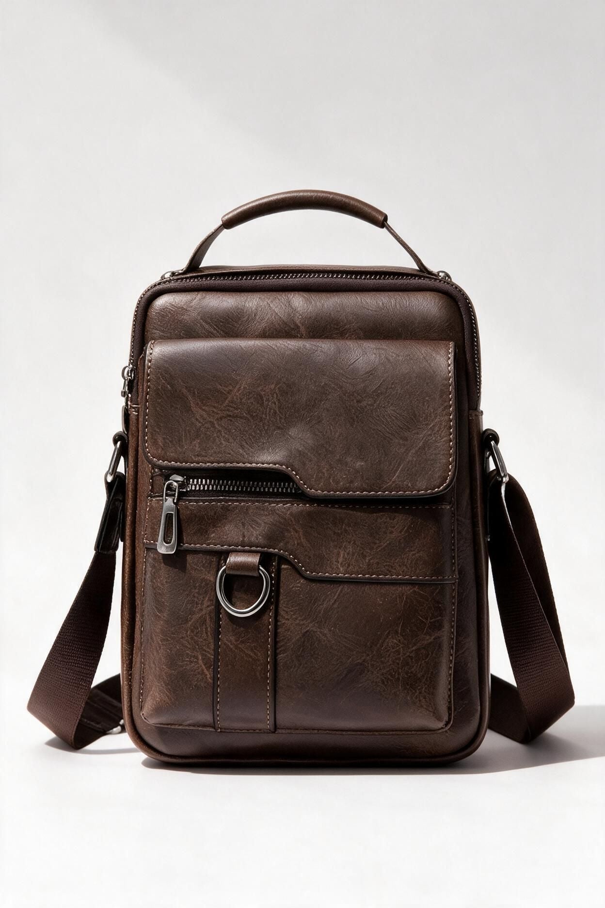 WEIXIER Men's Vintage Crossbody Bag - Timeless Elegance - Shoulder Bag Front View