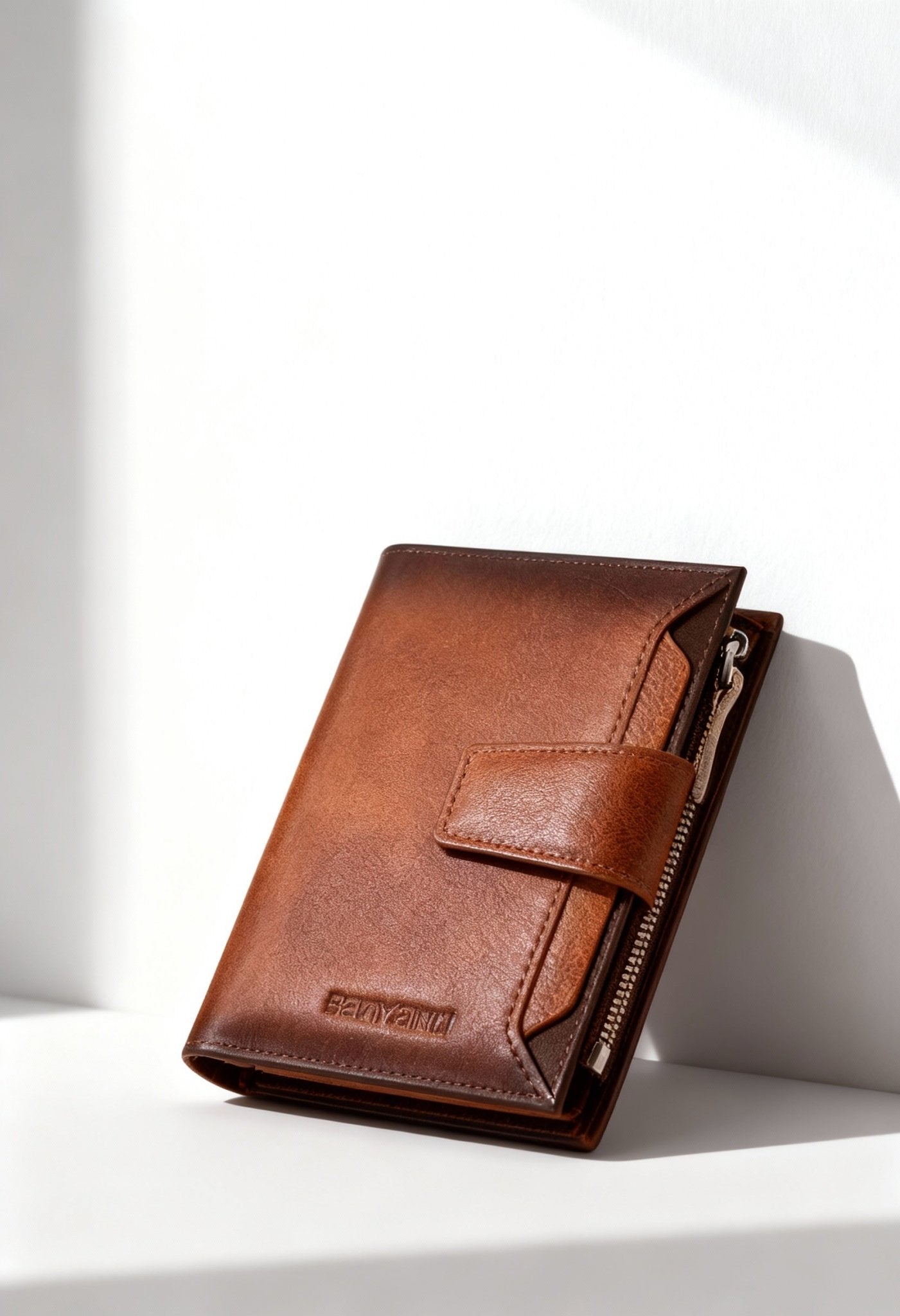 Elegant Tri - fold Leather Wallet with RFID Protection - Menloft