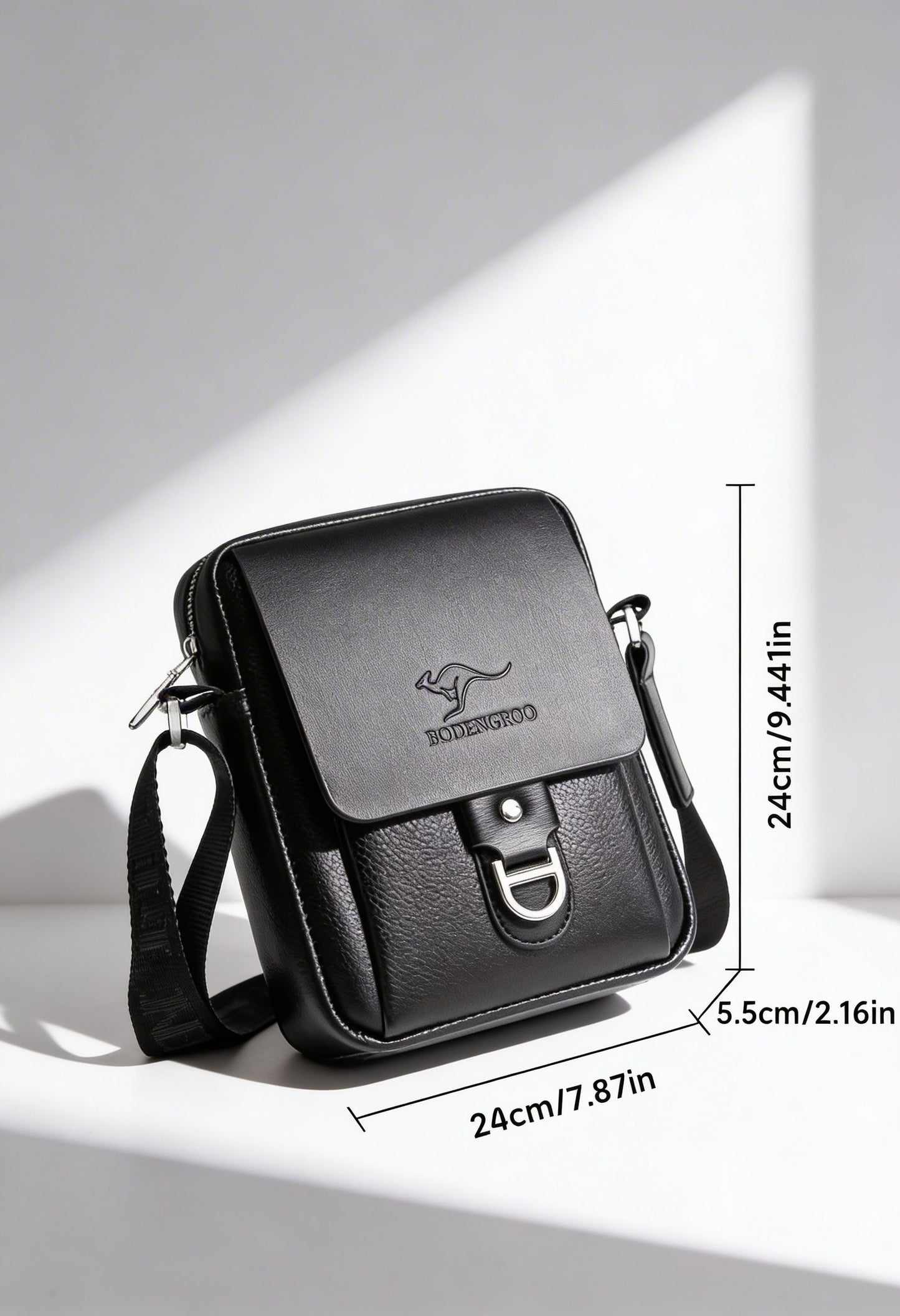 Elegant Microfiber Leather Men's Shoulder Bag - Black - Men's Bag