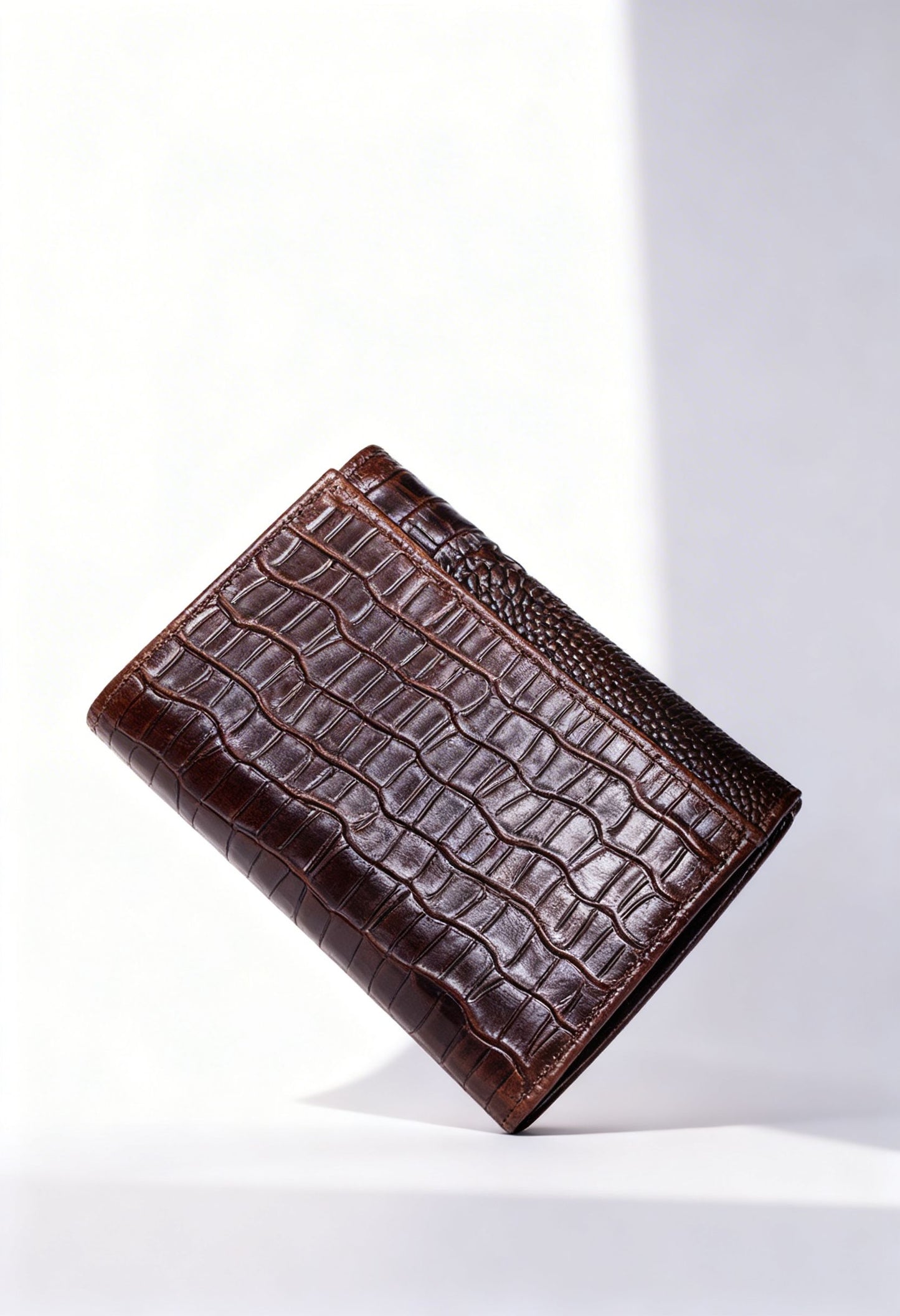 Luxury Wallet CrocGrain Elite — Crocodile Embossed Genuine Leather - Premium Leather Texture Close-Up