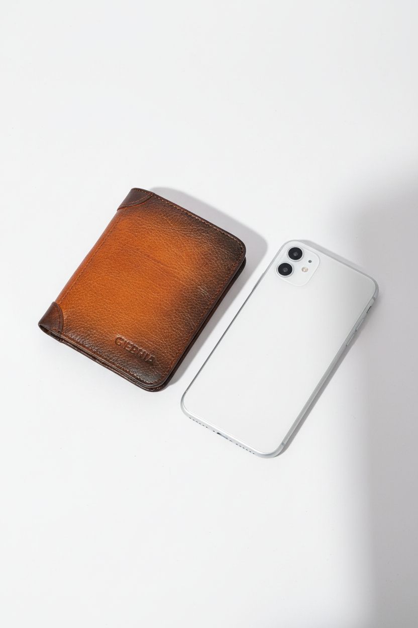 Handcrafted Wallet CraftGuard — RFID Blocking Genuine Leather - Premium Leather Texture Close-Up