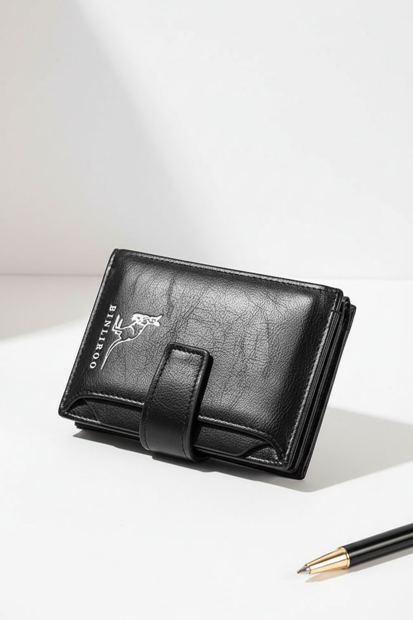 Card Holder Wallet LuxVault RFID — Zipper Genuine Leather - RFID Blocking Technology Detail