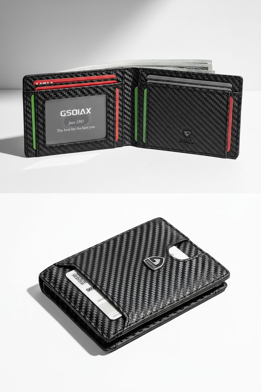 Bifold Wallet SlimFold RFID — Blocking Leather for Men - Card Slots and ID Window Detail