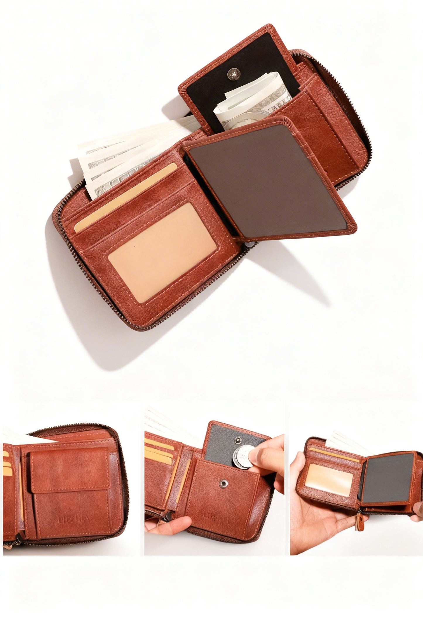 Gift Set Wallet PremiumGift Fold — Genuine Leather with Greeting Card - Slim Profile Front Pocket Wallet