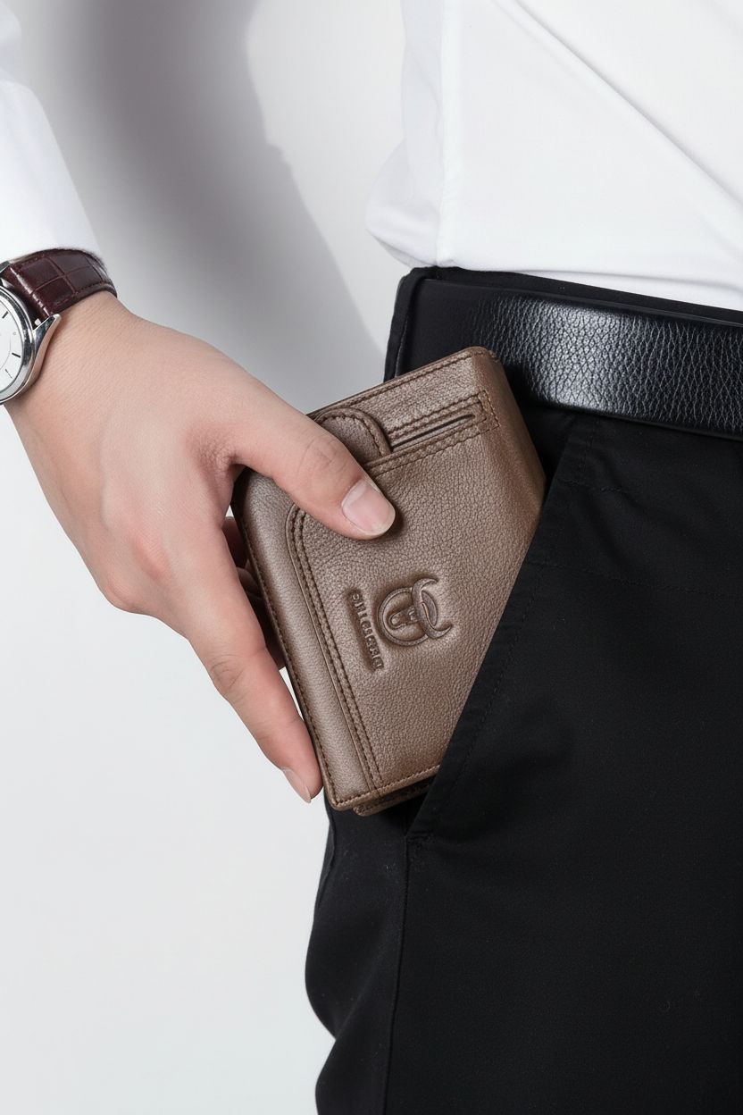 Slim Driver Wallet “URBANPASS” – Compact Card Holder for Easy Access & Daily Convenience - Premium Leather Texture Close-Up