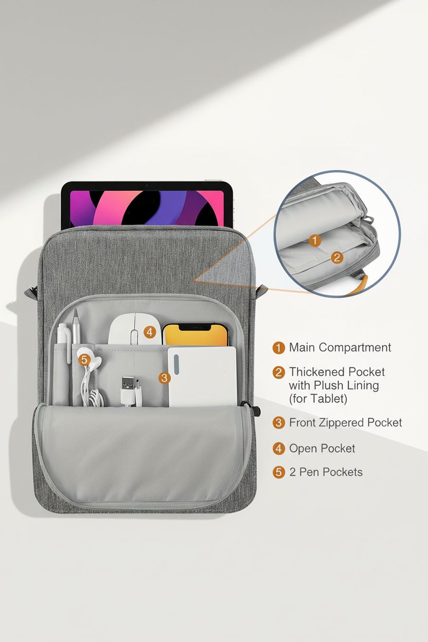 Tablet Bag VerticalPro 13" — Slim Vertical Shoulder Bag - Side Profile Messenger Bag