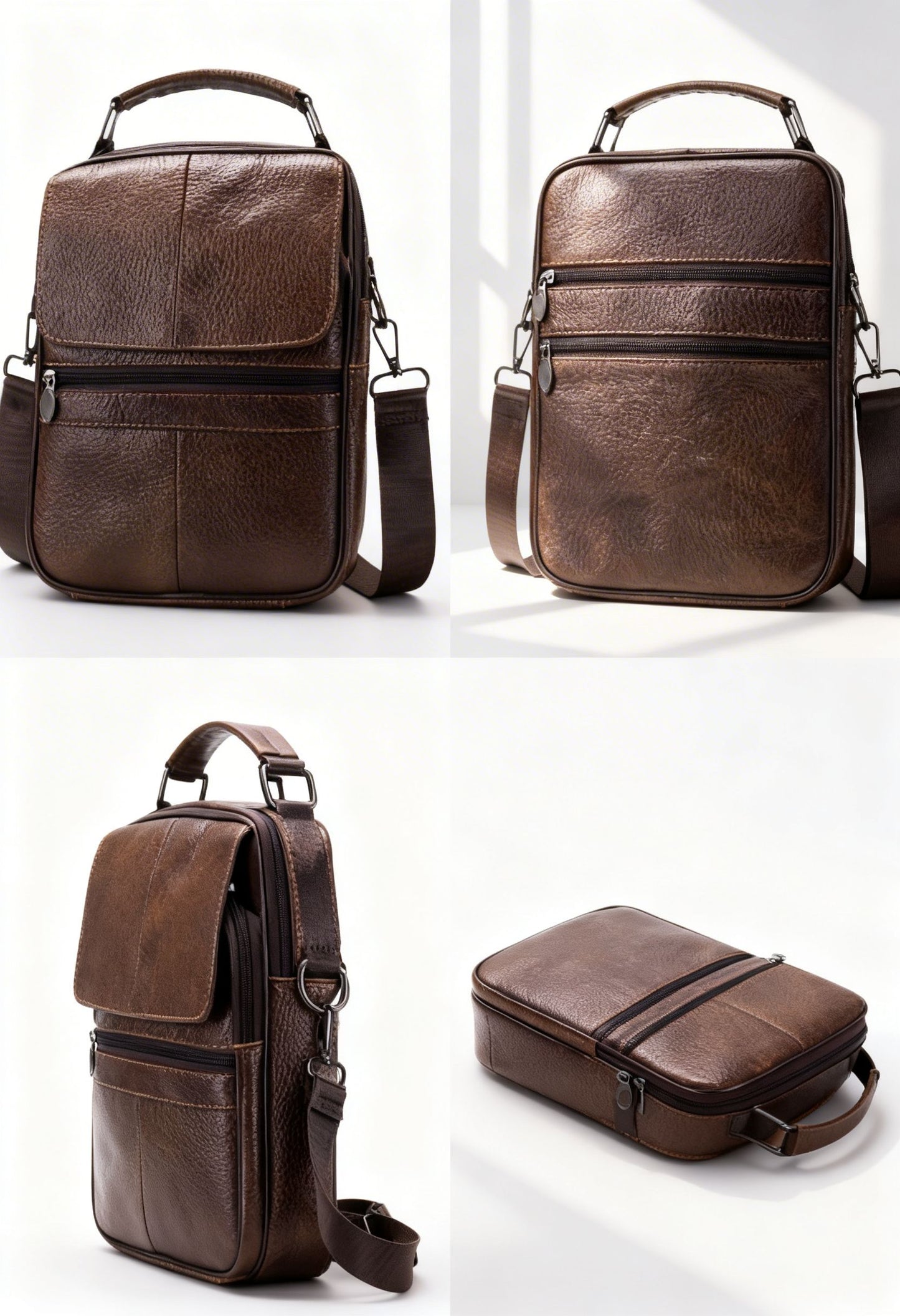 Briefcase ExecutiveBrief — Genuine Leather Business Laptop Bag - Coffee - Men's Briefcase