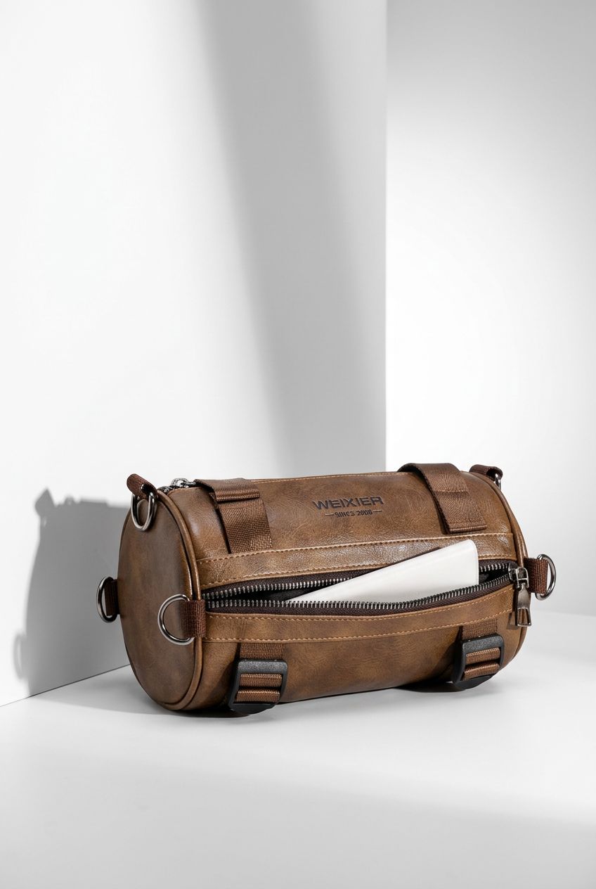 Menloft men's casual large capacity crossbody bag, front view, waterproof synthetic leather