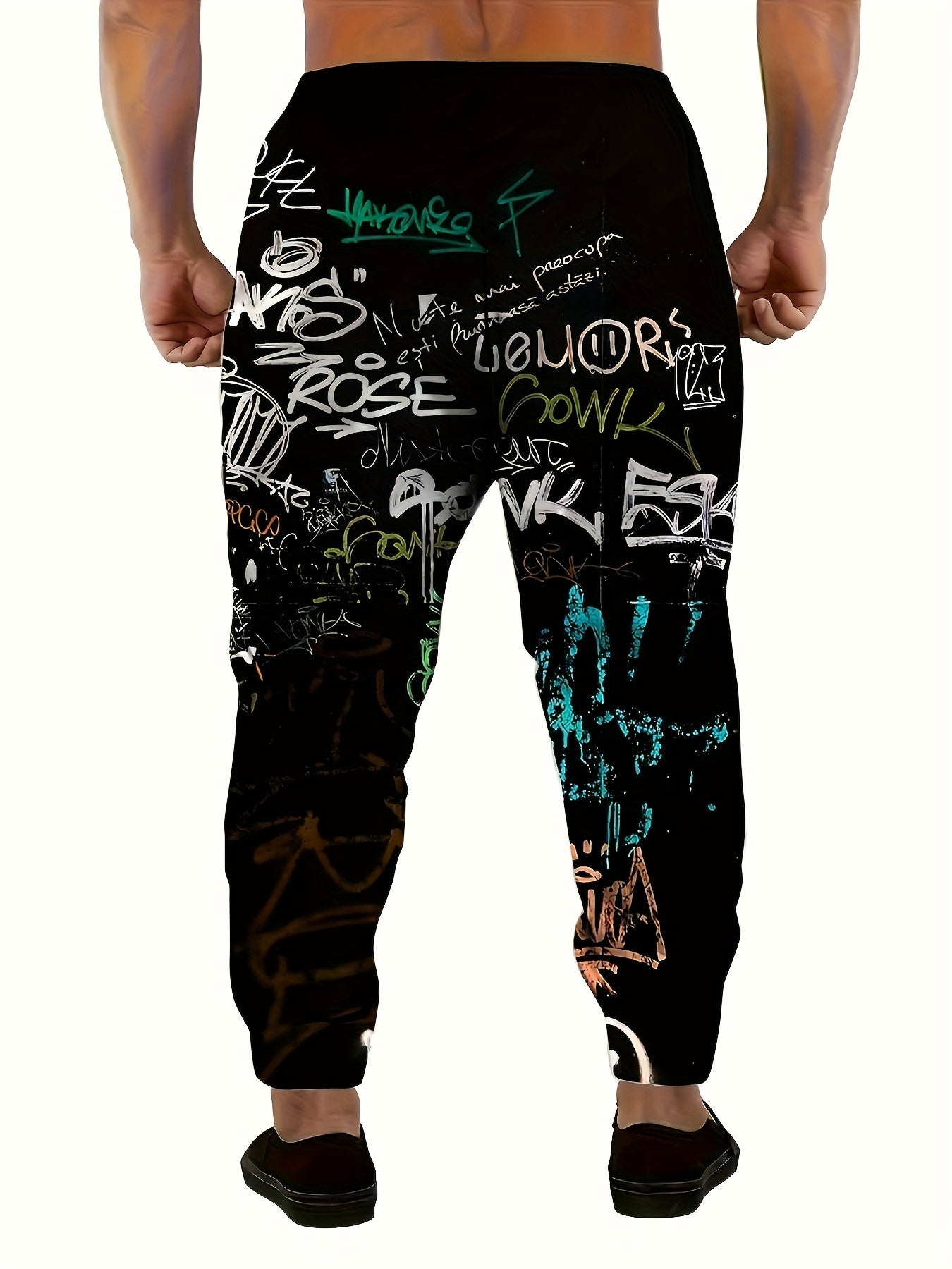 Men'S 3D Print Sports Pants with Drawstring And Pockets, Stylish Long Trousers