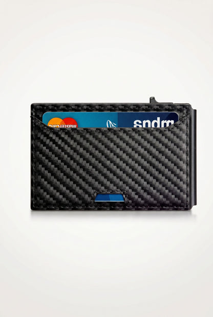 LASVAULT RFID Blocking Card Holder - Sleek Carbon Fiber Wallet - Black - Men's Wallet