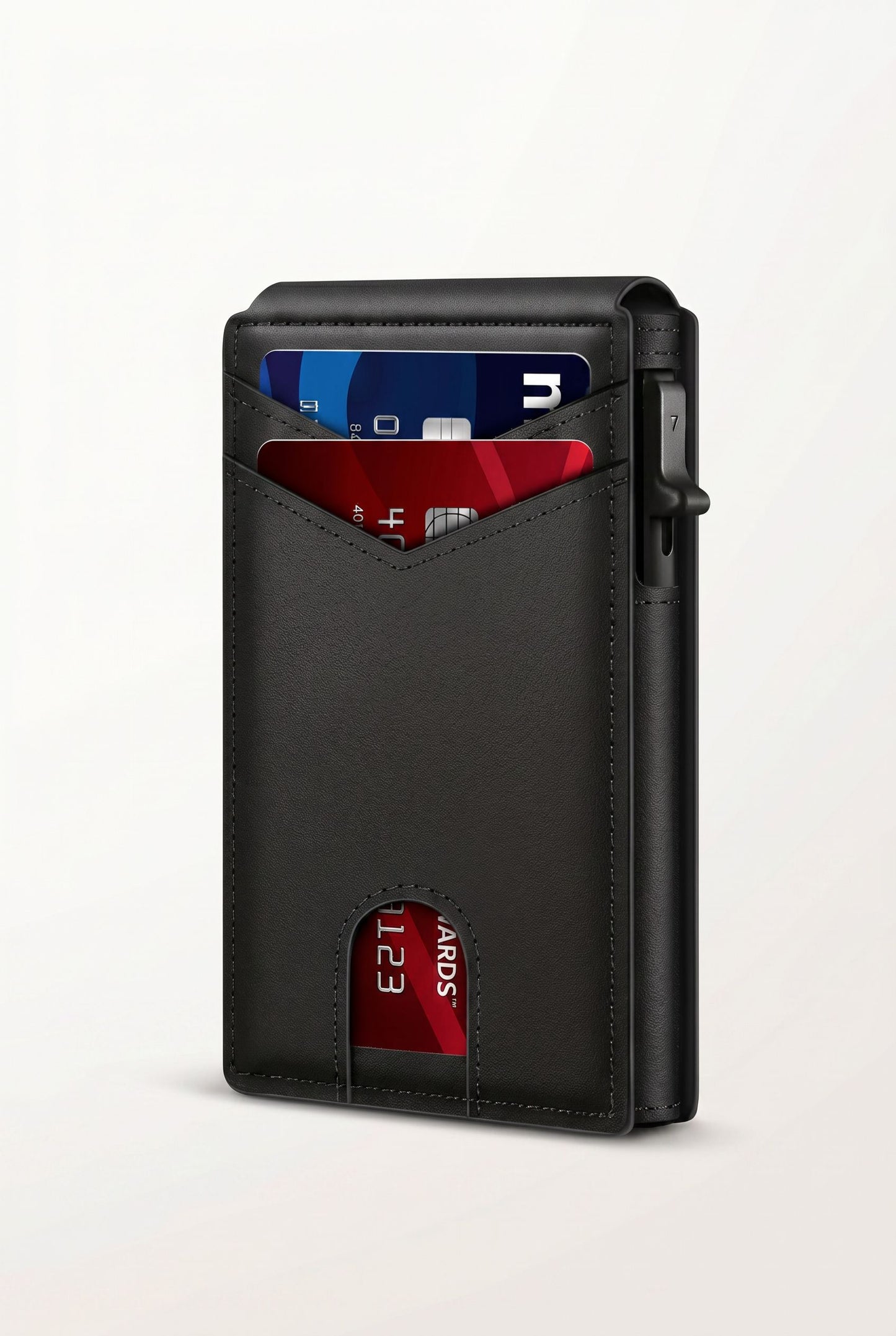 LASVAULT RFID Blocking Card Holder - Sleek Carbon Fiber Wallet - Black - Men's Wallet