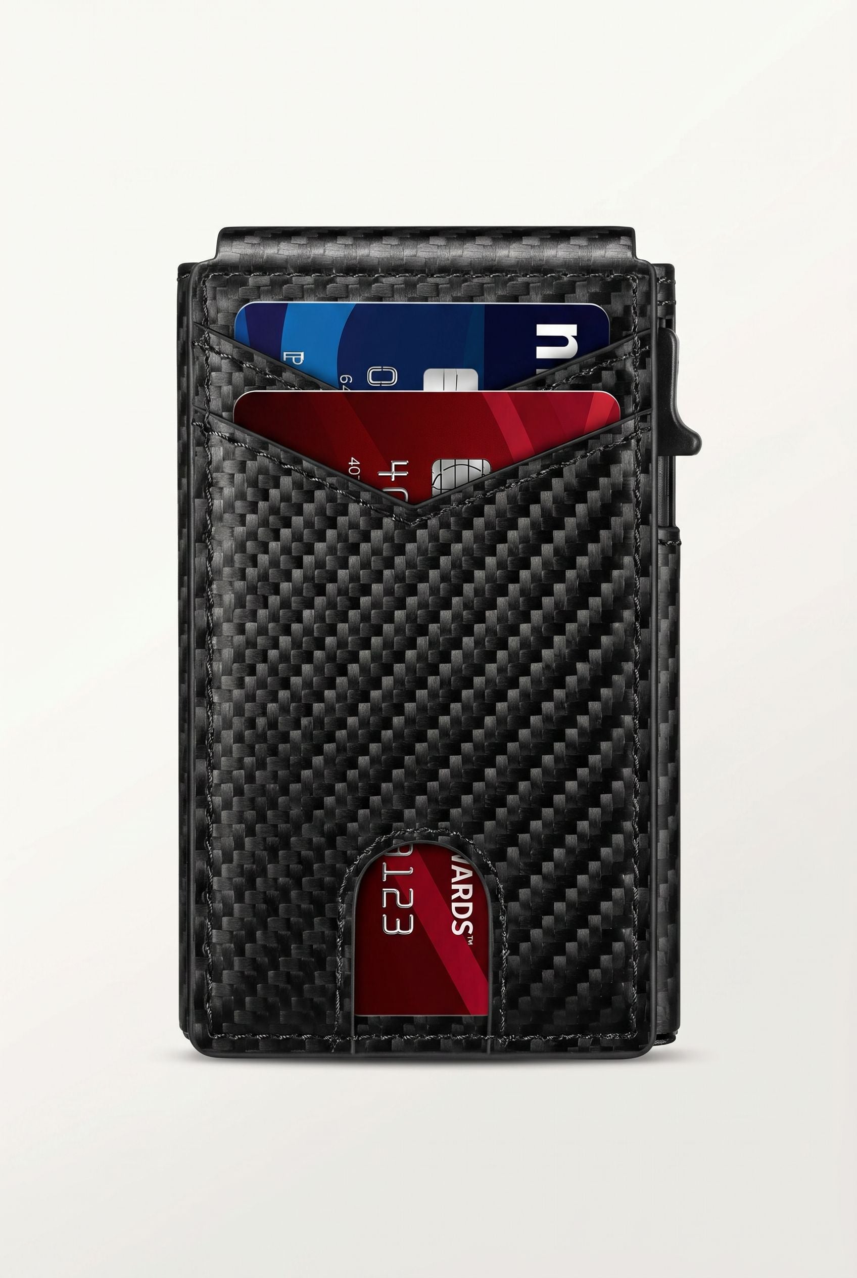 LASVAULT RFID Blocking Card Holder - Sleek Carbon Fiber Wallet - Black - Men's Wallet