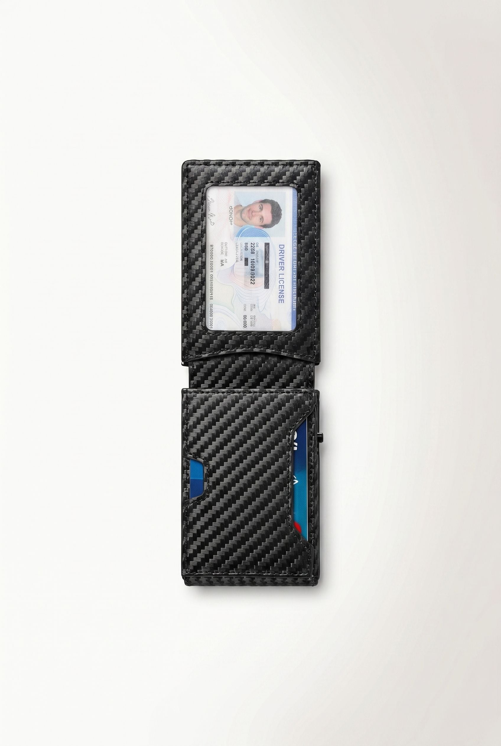 LASVAULT RFID Blocking Card Holder - Sleek Carbon Fiber Wallet - Black - Men's Wallet