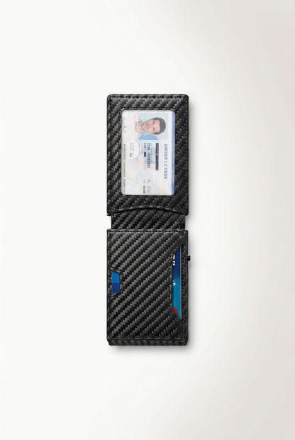 LASVAULT RFID Blocking Card Holder - Sleek Carbon Fiber Wallet - Black - Men's Wallet