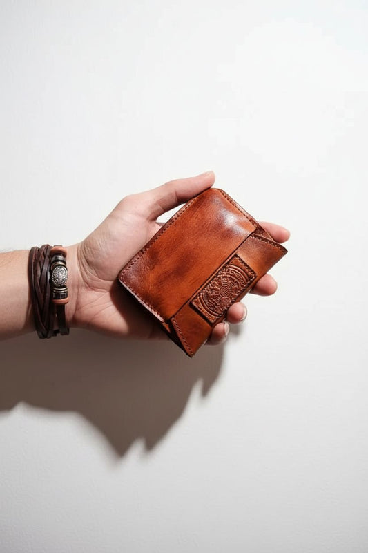 Handcrafted Wallet ArtisanFold — Vegetable-Tanned Top-Grain Leather - Retro Brown - Men's Wallet