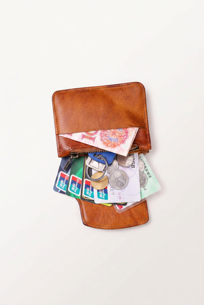 Handcrafted Wallet ArtisanFold — Vegetable-Tanned Top-Grain Leather - Retro Brown - Men's Wallet