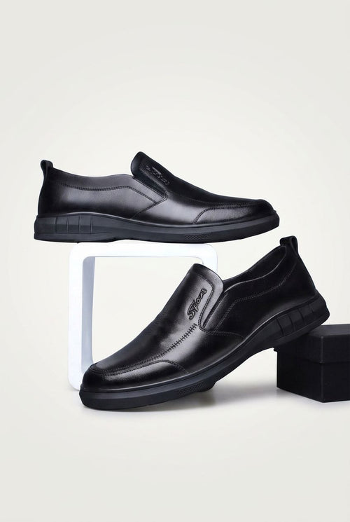 Classic Men's Leather Shoes New Black Soft Bottom Anti Slip and Breath Shoes Low-top Business Casual Loafers Formal Men's Shoes
