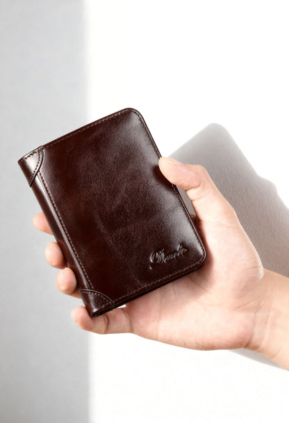 DANTE Men's Luxury RFID Blocking Leather Wallet - Brown - Men's Wallet
