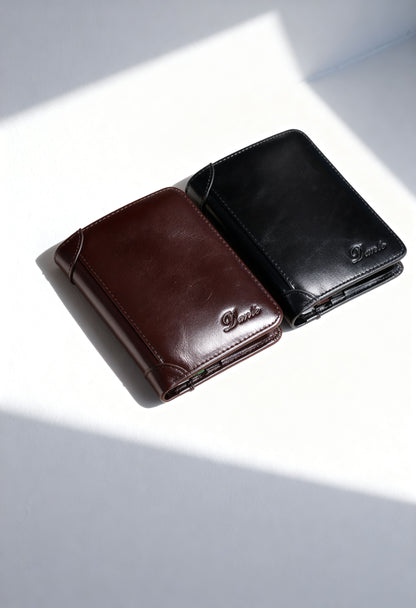DANTE Men's Luxury RFID Blocking Leather Wallet - Genuine Leather Bifold Wallet Open View