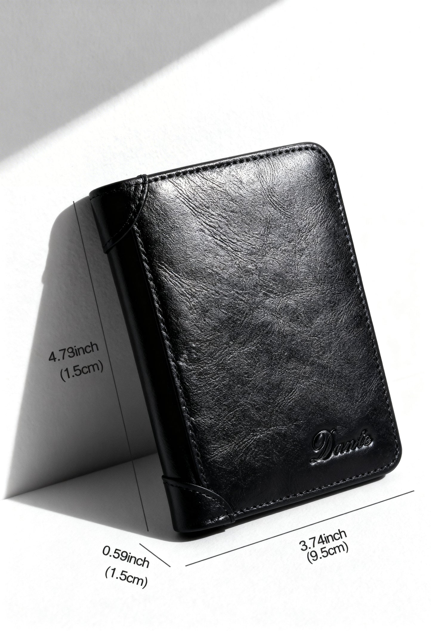 DANTE Men's Luxury RFID Blocking Leather Wallet - Card Slots and ID Window Detail