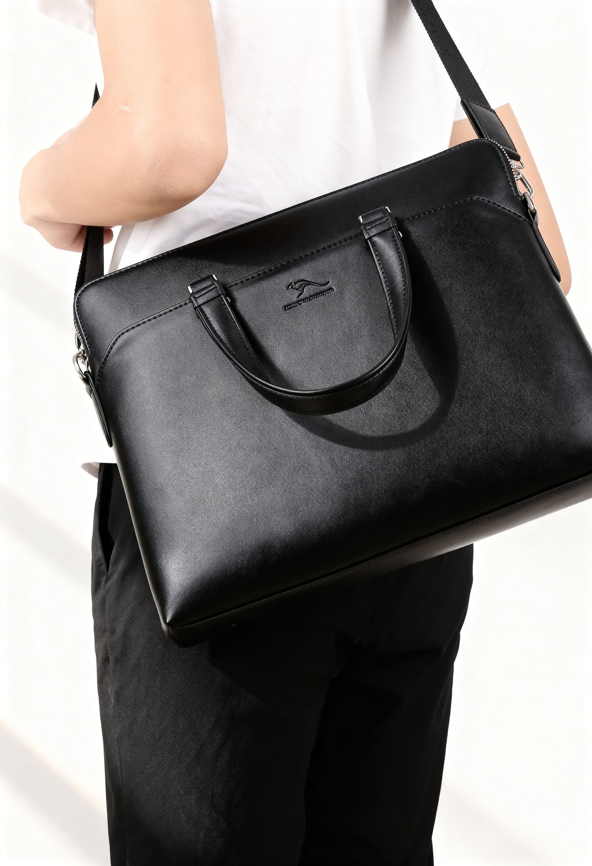 Elegant 2pcs Men's Business Bag Set with Wallet - Black Duo - Men's Wallet