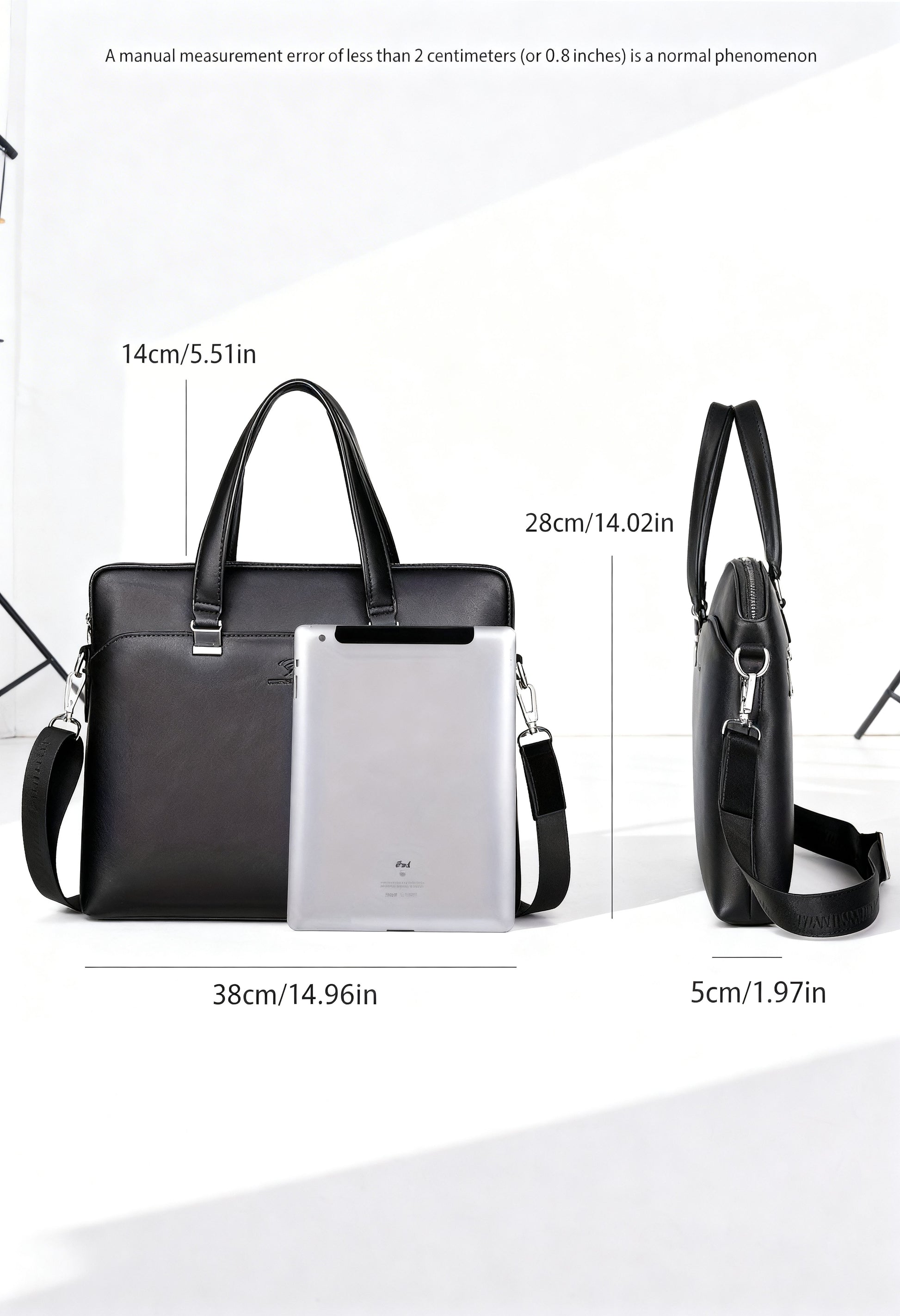 Elegant 2pcs Men's Business Bag Set with Wallet - Slim Profile Front Pocket Wallet