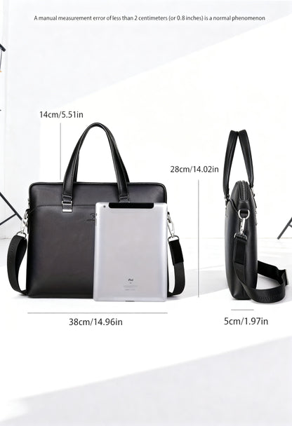 Elegant 2pcs Men's Business Bag Set with Wallet - Slim Profile Front Pocket Wallet