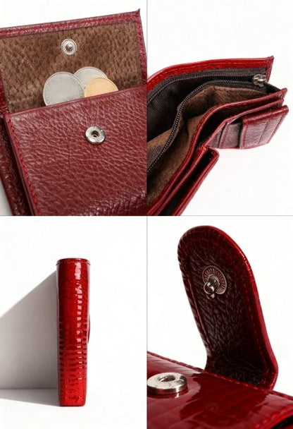 Elegant Crocodile-Embossed Leather Wallet for Men - Slim Profile Front Pocket Wallet