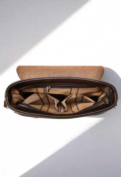 Elegant Men's Faux Leather Crossbody Satchel - Side Profile Messenger Bag