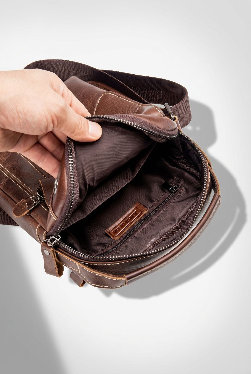 Elegant Top-Grain Leather Crossbody Bag - Bag Size and Capacity Reference