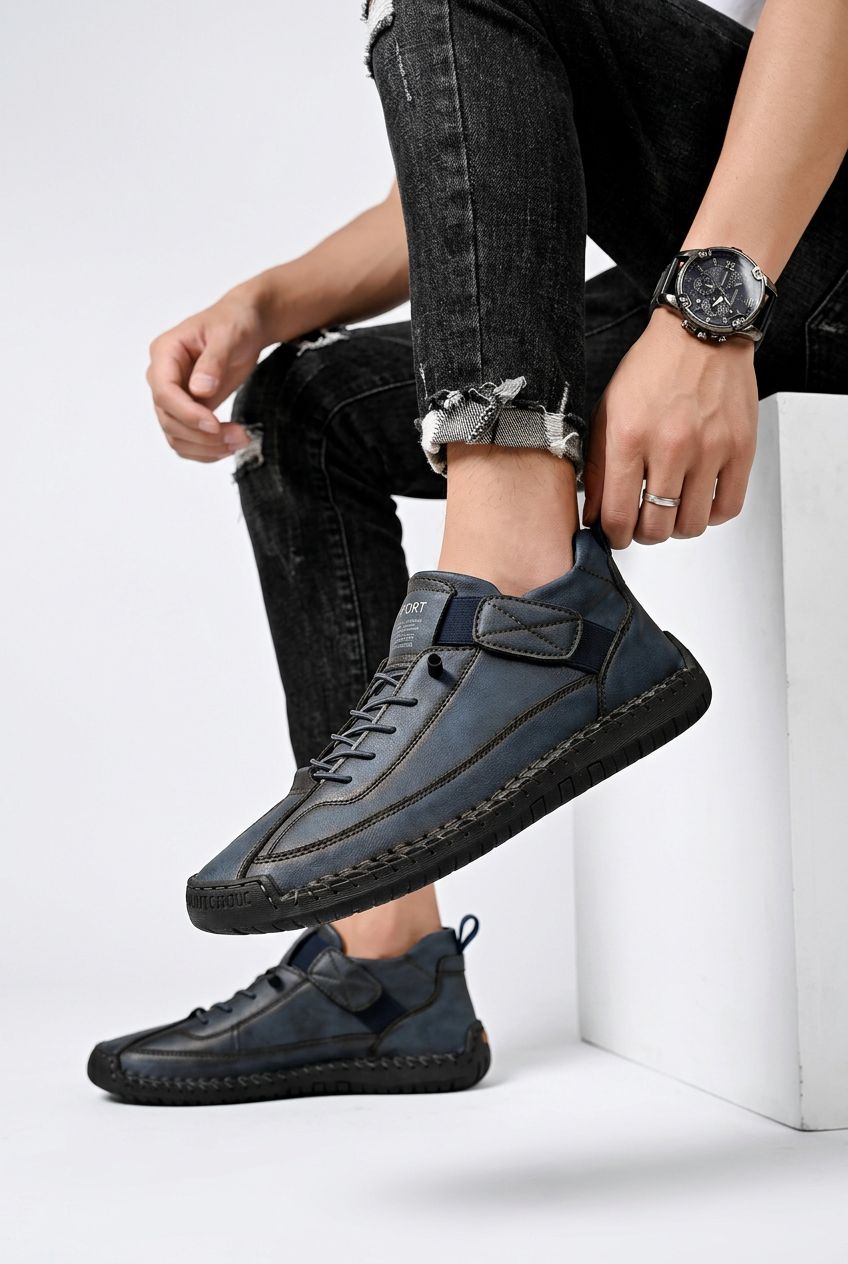 Handmade Leather Men Shoes Casual Slip On Loafers Breathable Leather Shoes Men Flats Fashion Moccasins Tooling Shoes Plus Size