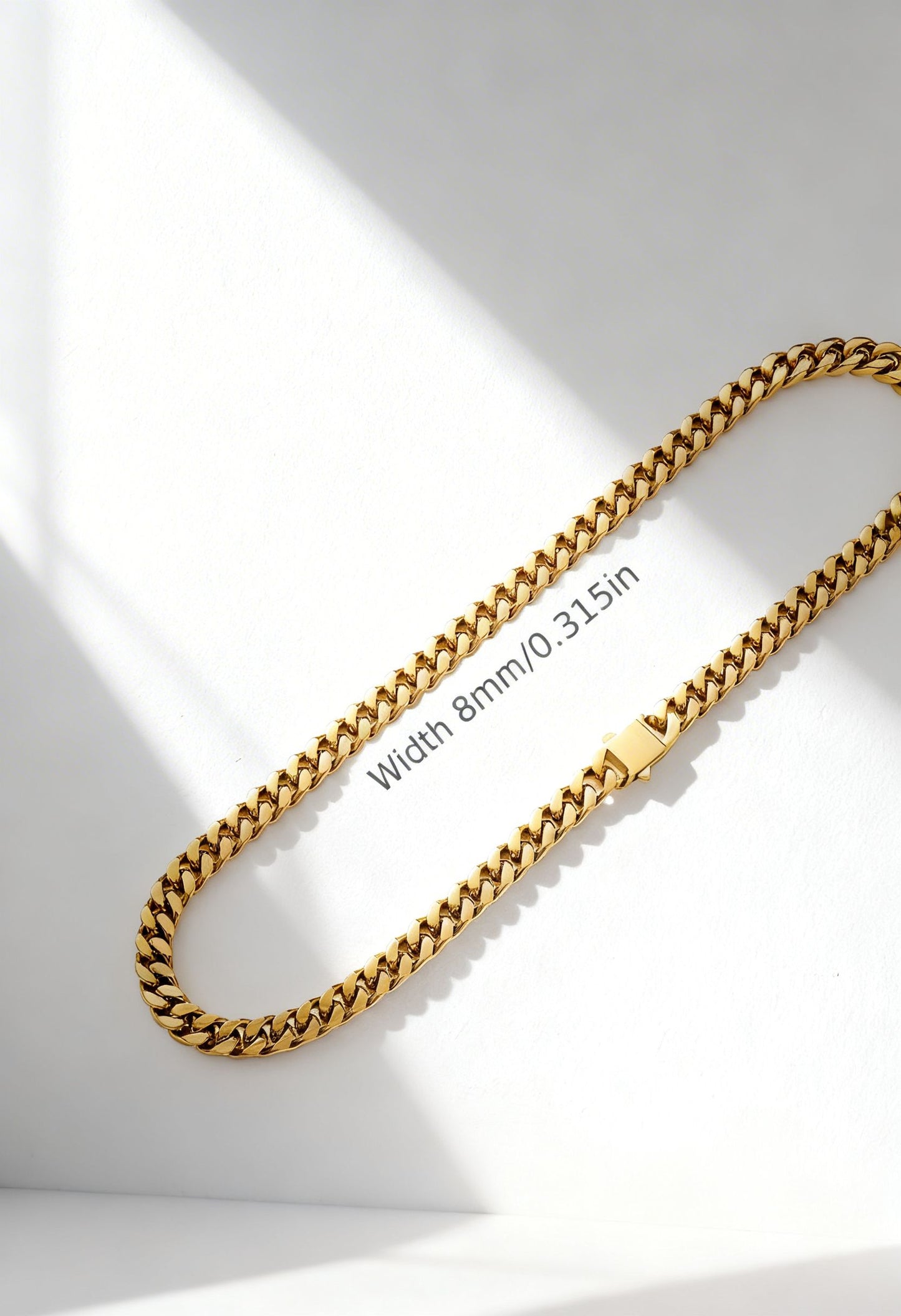 Hip Hop Stainless Steel Encrypted Four-sided Grinding 8.10.12mm Cuban Necklace Spring Buckle Titanium Stainless Steel Hip Hop Necklace for Men. 18K Golden Plated Plated 18K Golden Plated Real 18K Golden Plated Hip Hop Jewelry