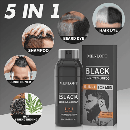 Sevich 5-in-1 Men's Premium Black Hair & Beard Dye Shampoo - Menloft