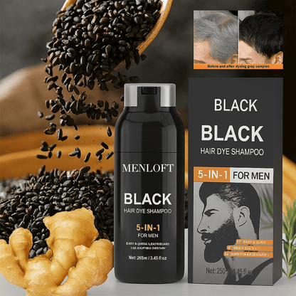 Sevich 5-in-1 Men's Premium Black Hair & Beard Dye Shampoo - Menloft