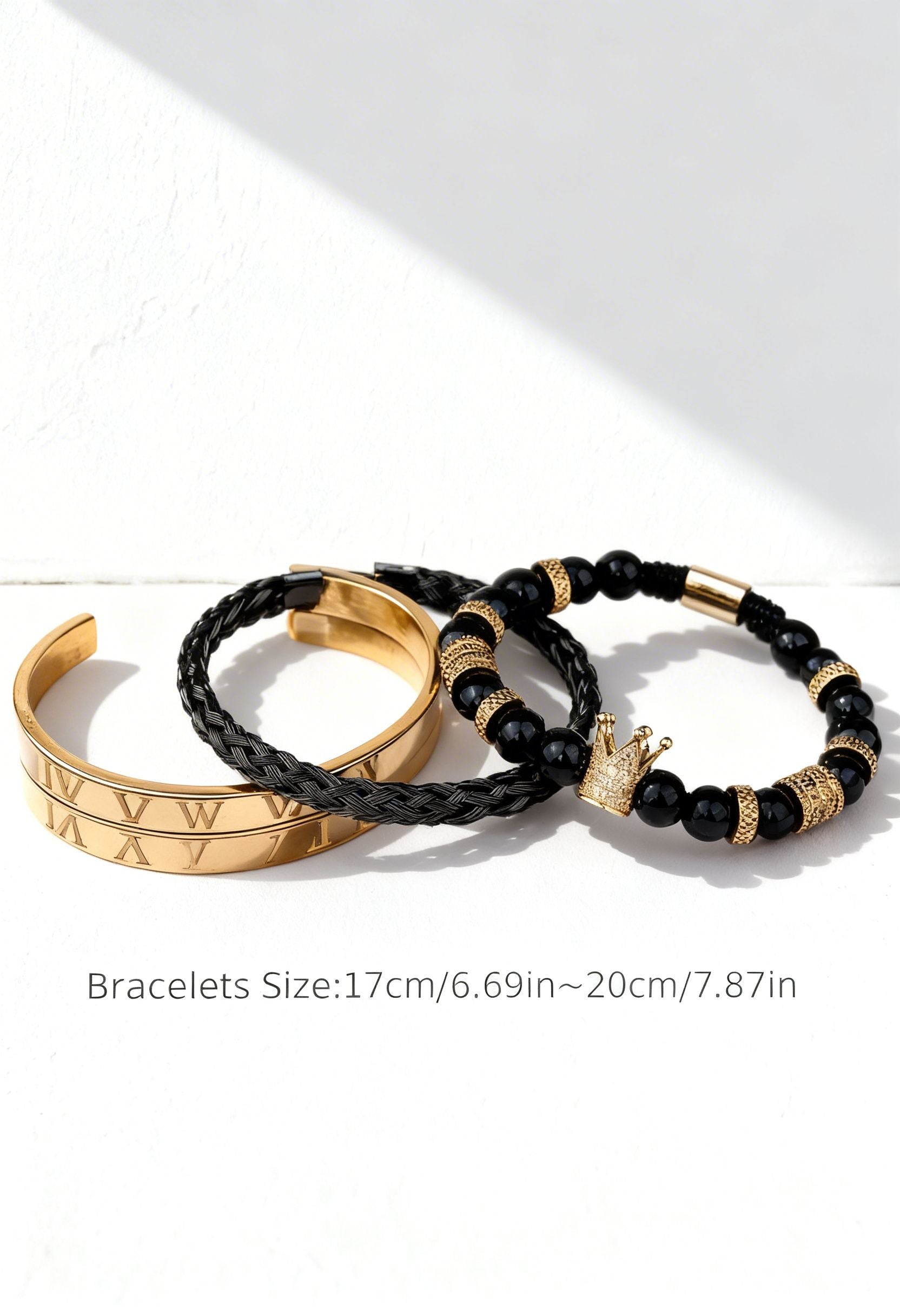 Luxury men's Roman crown charm bracelet made of stainless steel with natural tiger’s eye stone. Elegant masculine jewelry with royal crown design, perfect for modern men who appreciate premium accessories and timeless style.