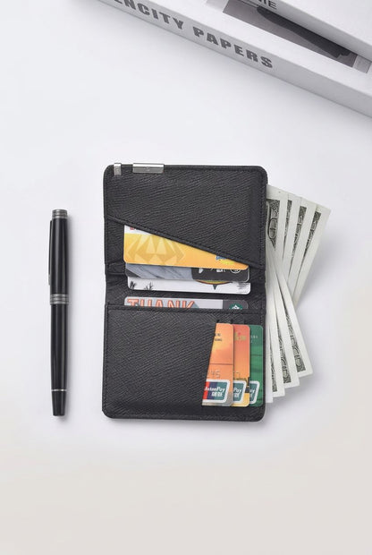 Men's Slim Leather Card Holder AuraFold – Elegant Minimalist Wallet Side Profile