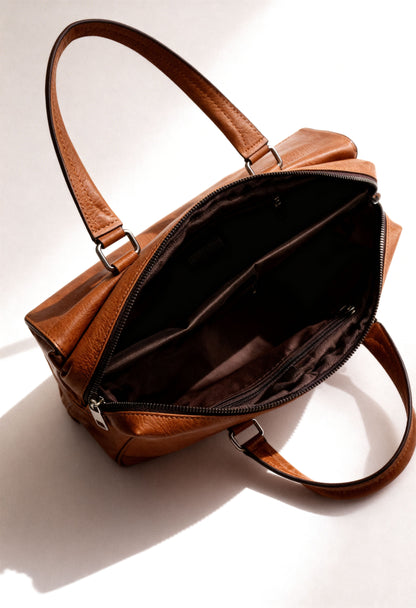 Men's Vintage Brown Business Briefcase - Adjustable Shoulder Strap, Multiple Compartments, Zippered File Folder Laptop and Tablet Messenger Bag, Suitable for 14-inch Laptops, Men's Crossbody Bag, Perfect for Work Travel, Office Ready