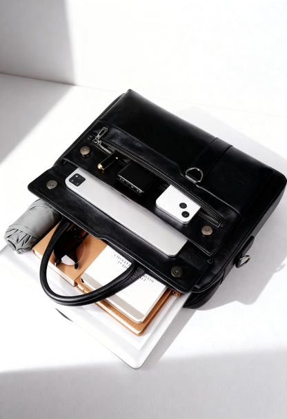 Men's Vintage Brown Business Briefcase - Adjustable Shoulder Strap, Multiple Compartments, Zippered File Folder Laptop and Tablet Messenger Bag, Suitable for 14-inch Laptops, Men's Crossbody Bag, Perfect for Work Travel, Office Ready